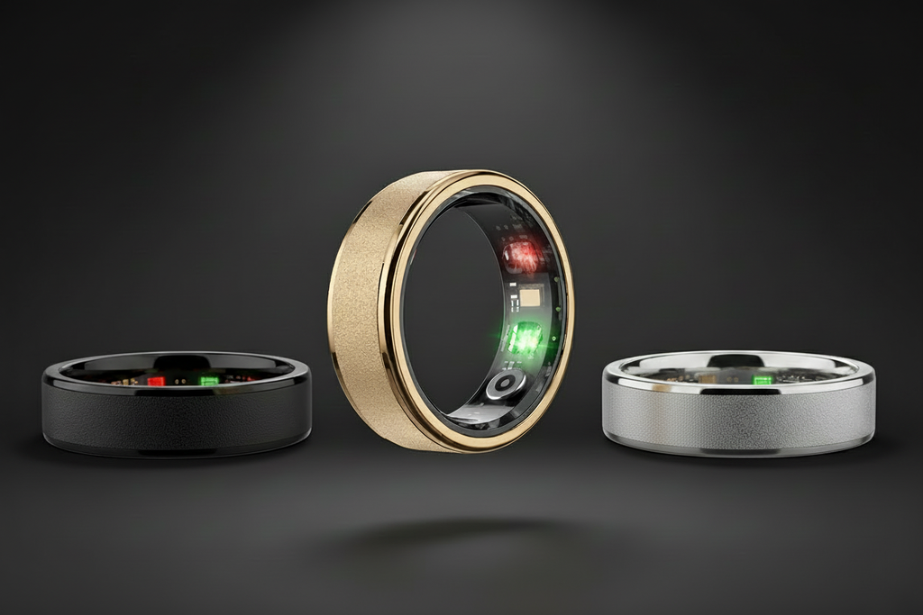 Three smart rings composition - silver with solid exterior
